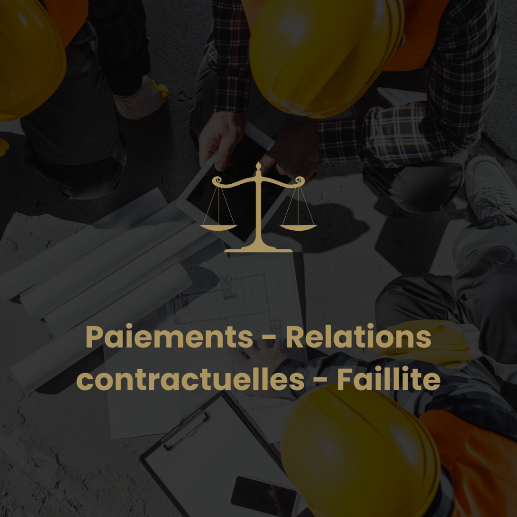Droit de la Construction - Sandrine Zalcman Avocat - Paiements - Relations contractuelles - Faillite